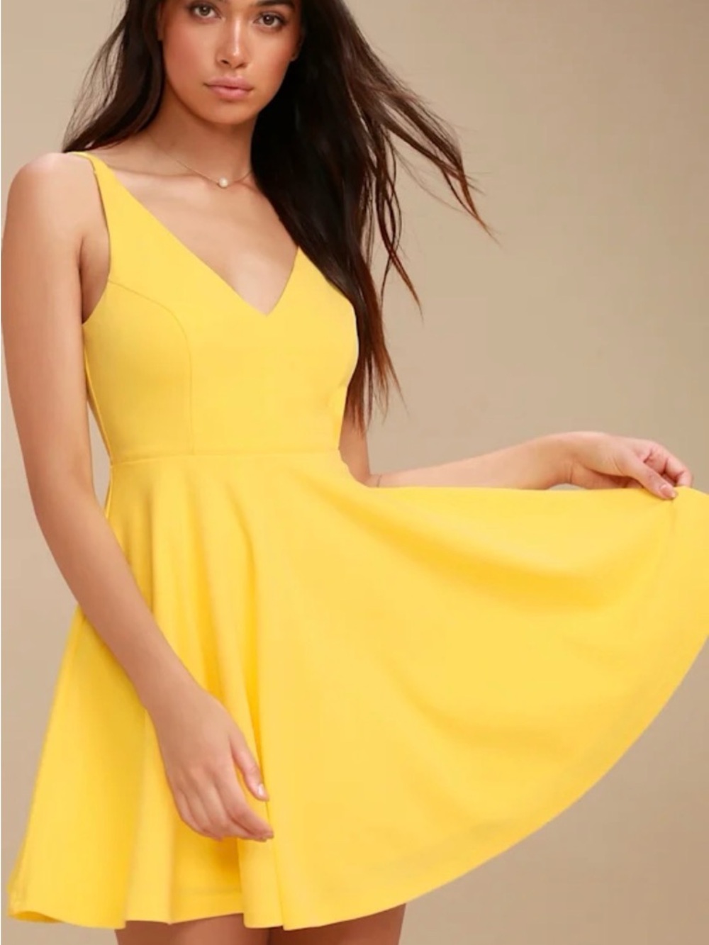 Lulu's Darling Delight Yellow Skater Dress